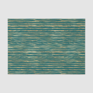 Teal and Gold Doodle Stripes Tissue Paper