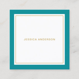 Teal And Gold Elegant Feminine Square Business Card