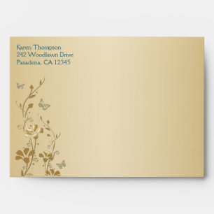 Teal and Gold Floral Envelope for 5x7 Size Items