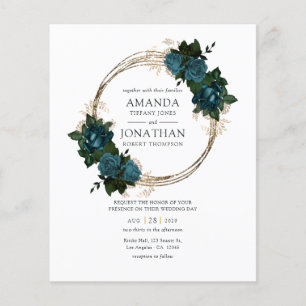 Teal and Gold Floral Wedding Flyer