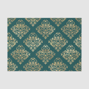 Teal and Gold Foil Antique Pattern Tissue Paper