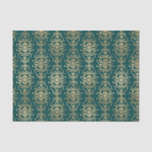 Teal and Gold Foil Antique Tissue Paper