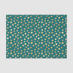 Teal and Gold Foil Doodle Dots Tissue Paper