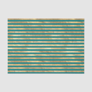 Teal and Gold Foil Stripes Tissue Paper