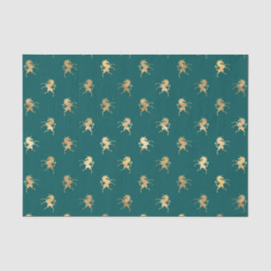 Teal and Gold Foil Unicorn Pattern Tissue Paper