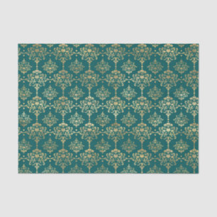 Teal and Gold Foil Vintage Tissue Paper
