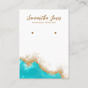  Teal and Gold Gem Chic Jewellery Earrings Display Business Card