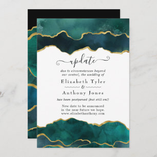 Teal and Gold Geode Agate Stone Wedding Update Invitation
