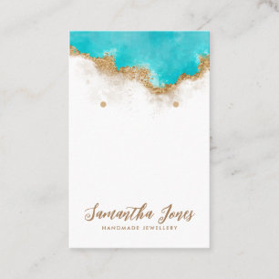 Teal and Gold Glam Jewellery Earrings Display Business Card