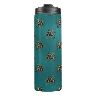 Teal and Gold Heraldic Griffon Thermal Tumbler