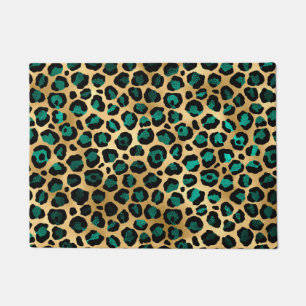 Teal and Gold Leopard Series Design 14 Doormat