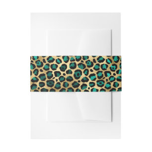Teal and Gold Leopard Series Design 14 Invitation Belly Band