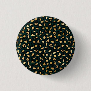 Teal and Gold Leopard Series Design 1 3 Cm Round Badge