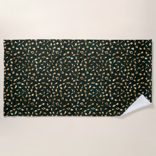 Teal and Gold Leopard Series Design 1 Beach Towel