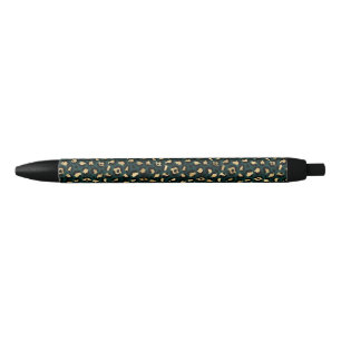 Teal and Gold Leopard Series Design 1 Black Ink Pen