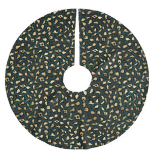 Teal and Gold Leopard Series Design 1  Brushed Polyester Tree Skirt