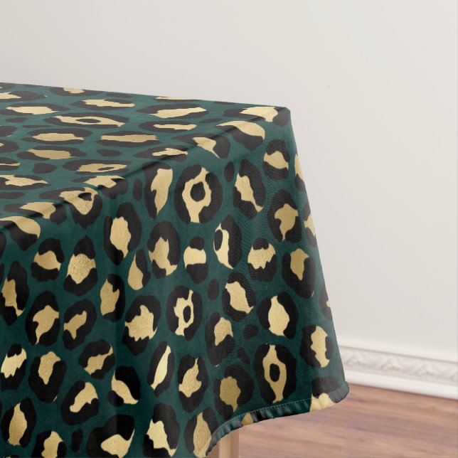 Teal and Gold Leopard Series Design 1 Tablecloth (In Situ)