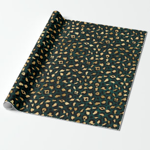 Teal and Gold Leopard Series Design 1  Wrapping Paper