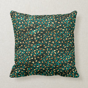 Teal and Gold Leopard Series Design 3 Cushion