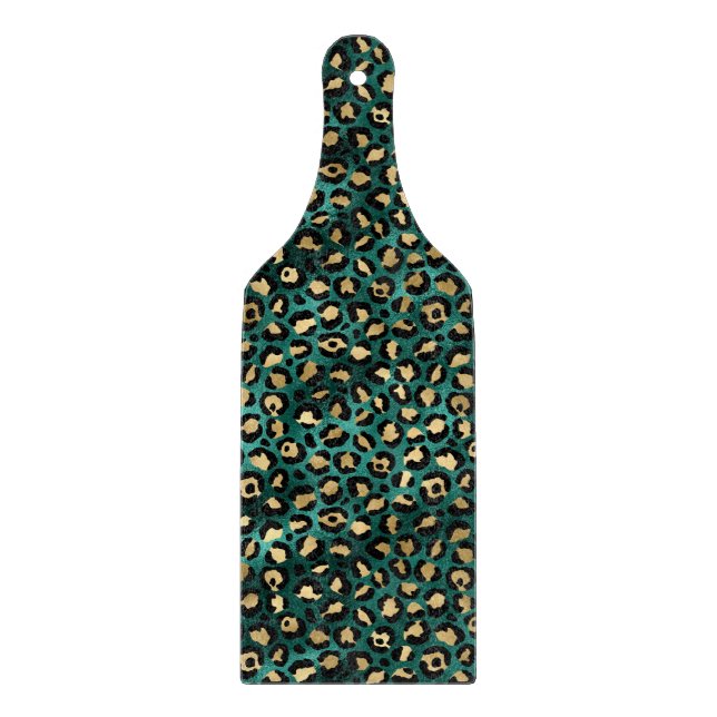Teal and Gold Leopard Series Design 3  Cutting Board (Front)