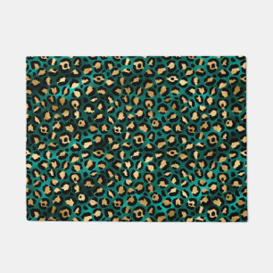 Teal and Gold Leopard Series Design 3 Doormat