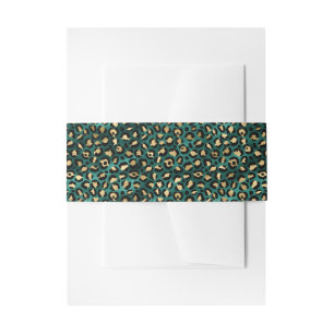 Teal and Gold Leopard Series Design 3 Invitation Belly Band