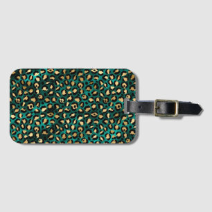 Teal and Gold Leopard Series Design 3 Luggage Tag