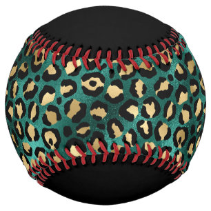 Teal and Gold Leopard Series Design 3  Softball