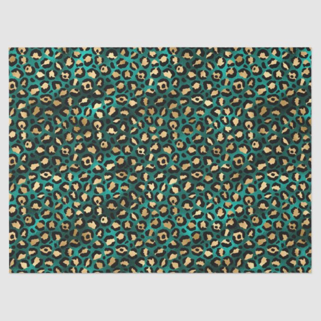 Teal and Gold Leopard Series Design 3 Tissue Paper (Front)
