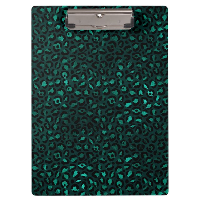 Teal and Gold Leopard Series Design 4 Clipboard (Front)