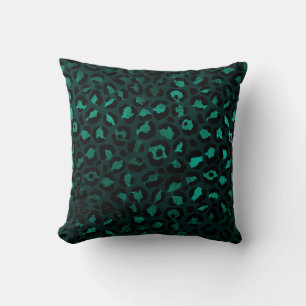Teal and Gold Leopard Series Design 4  Cushion