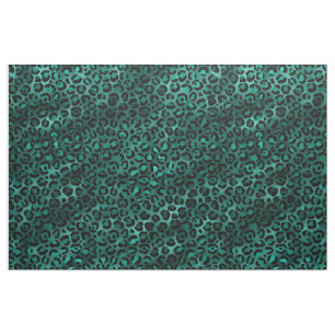 Teal and Gold Leopard Series Design 4 Fabric