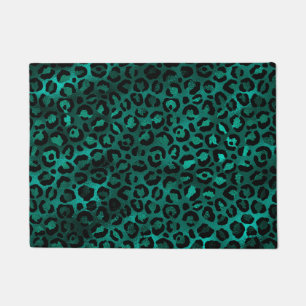 Teal and Gold Leopard Series Design 5 Doormat