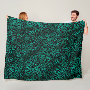 Teal and Gold Leopard Series Design 5 Fleece Blanket
