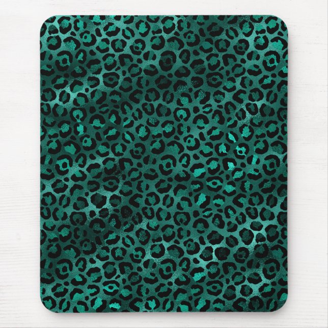 Teal and Gold Leopard Series Design 5 Mouse Mat (Front)