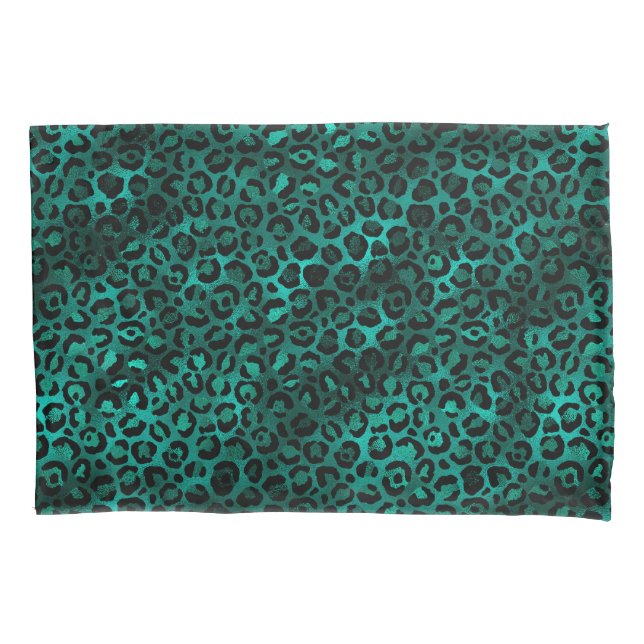 Teal and Gold Leopard Series Design 5 Pillowcase (Front-Left)