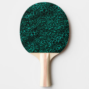 Teal and Gold Leopard Series Design 5  Ping Pong Paddle