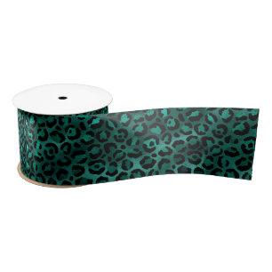 Teal and Gold Leopard Series Design 5 Satin Ribbon