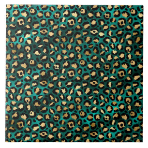 Teal and Gold Leopard Series Design Tile