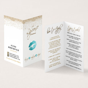 Teal and Gold Lipsense Instructions Business Card