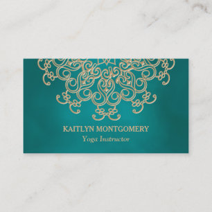 Teal and Gold Mandala Business Card