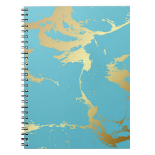 Teal and Gold Marble Acrylic Painting Abstract Bac Notebook