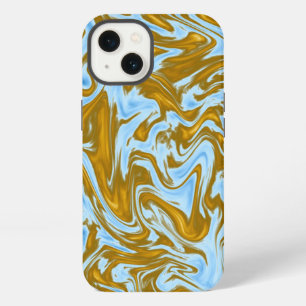 Teal And Gold Marble, iPhone 13 Case
