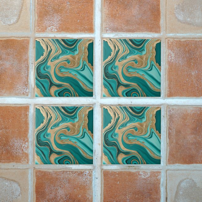 Teal and Gold Marble Tile (Creator Uploaded)