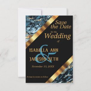Teal and Gold Marble Wedding Save The Date