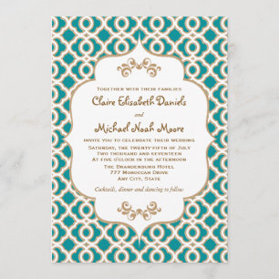 Teal and Gold Moroccan Wedding Invitations