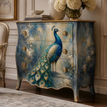 Teal and Gold Peacock Decoupage