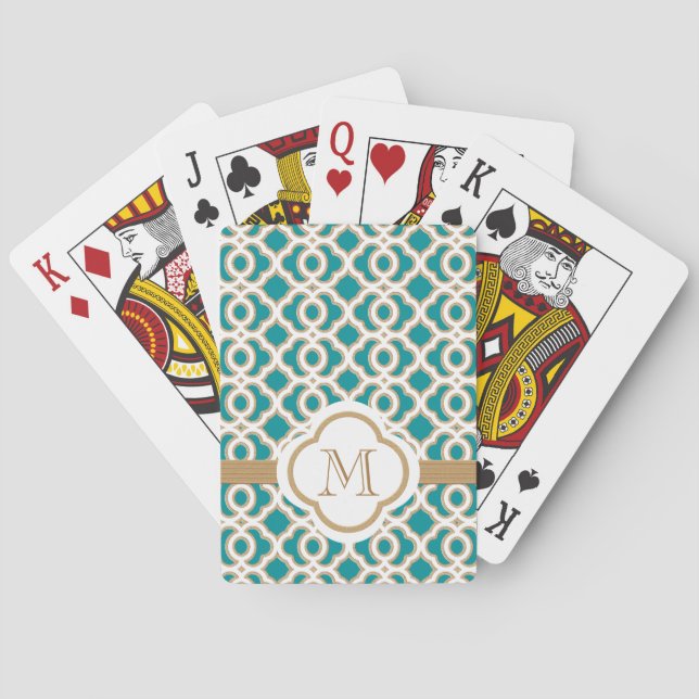 Teal and Gold Playing Cards (Back)