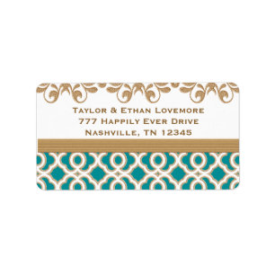 Teal and Gold Return Address Labels