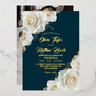Teal and Gold Roses Floral Wedding